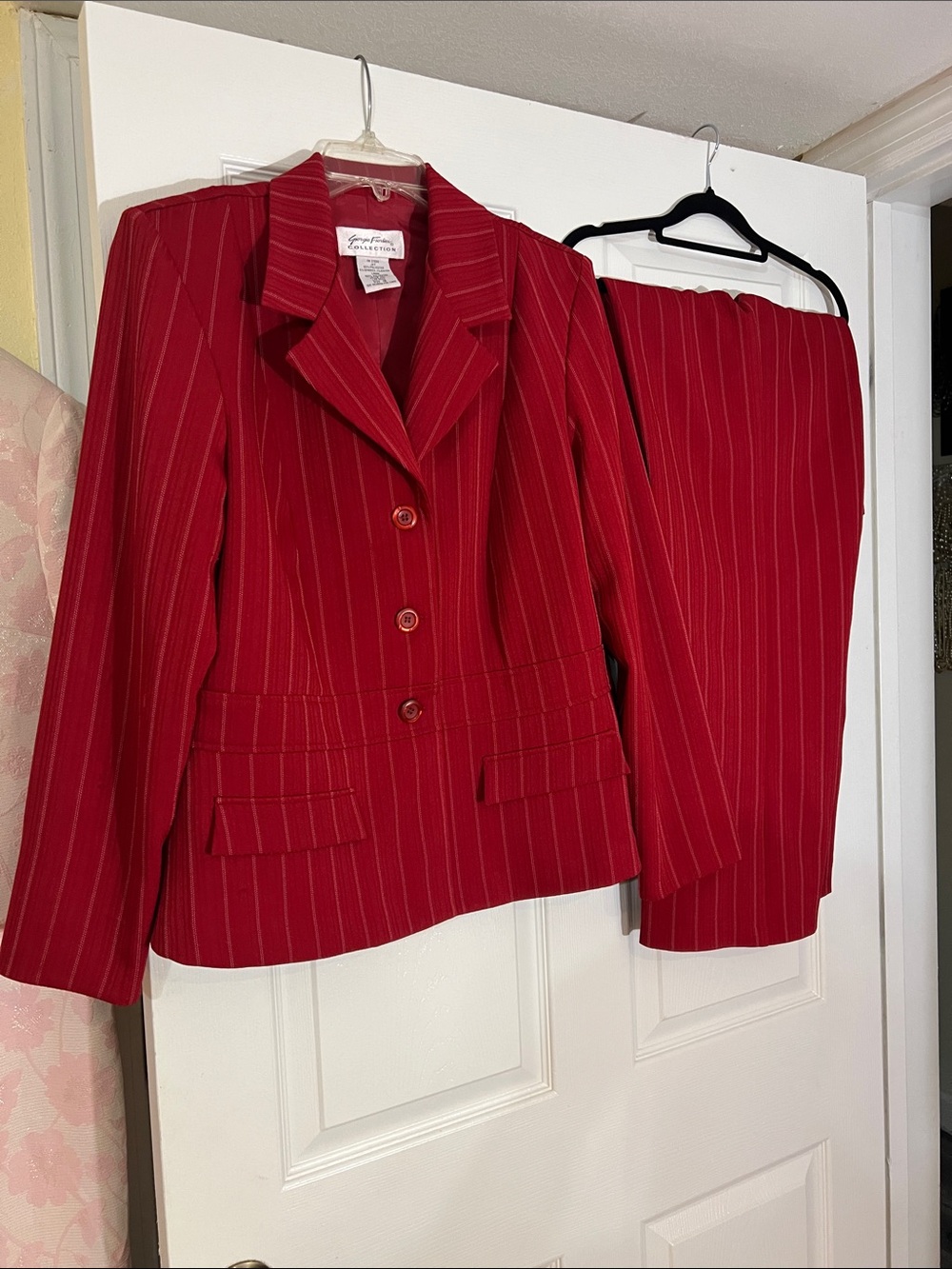 Giorgio Fiorelli Red Pinstripe Pantsuit